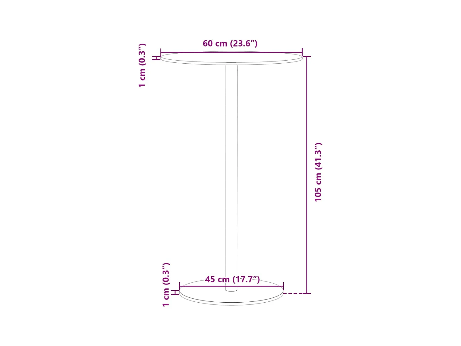 Table de jardin ronde noir Ø60x105 cm acier