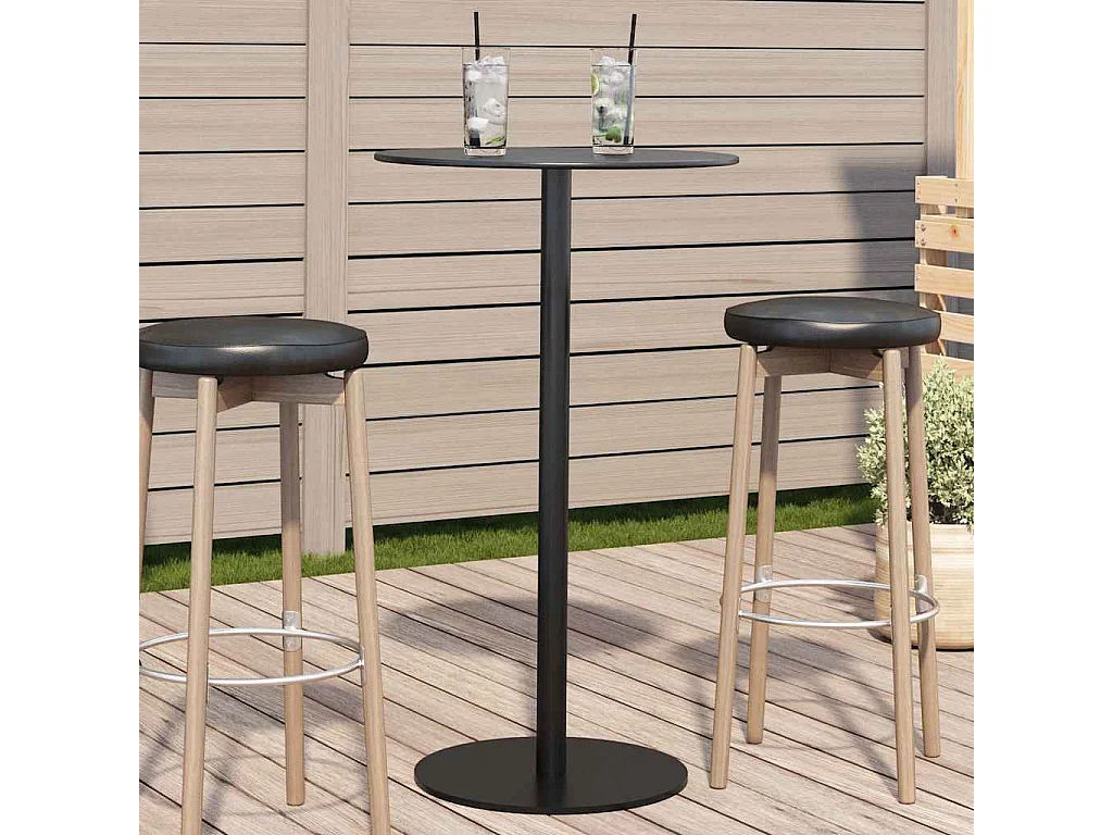 Mesa de jardim redonda Ø60x105 cm aço preto