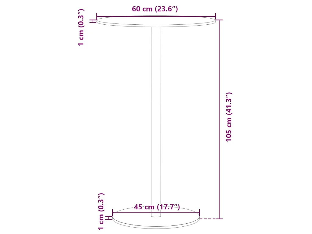 Mesa de jardim redonda Ø60x105 cm aço preto