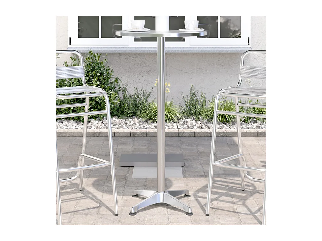 Tavolo da Bar per Esterni Regolabile Ø59,5x70/114,5cm Alluminio