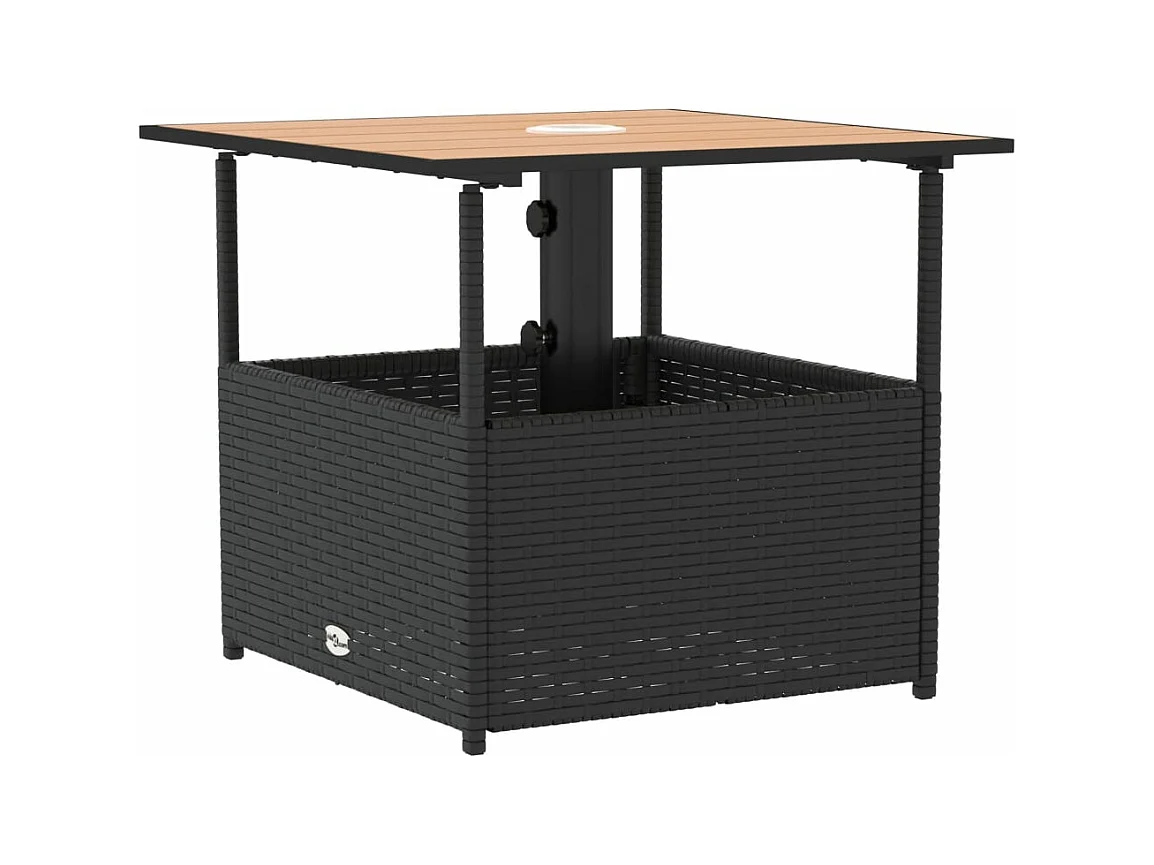 Table de jardin avec trou de parasol noir résine tressée