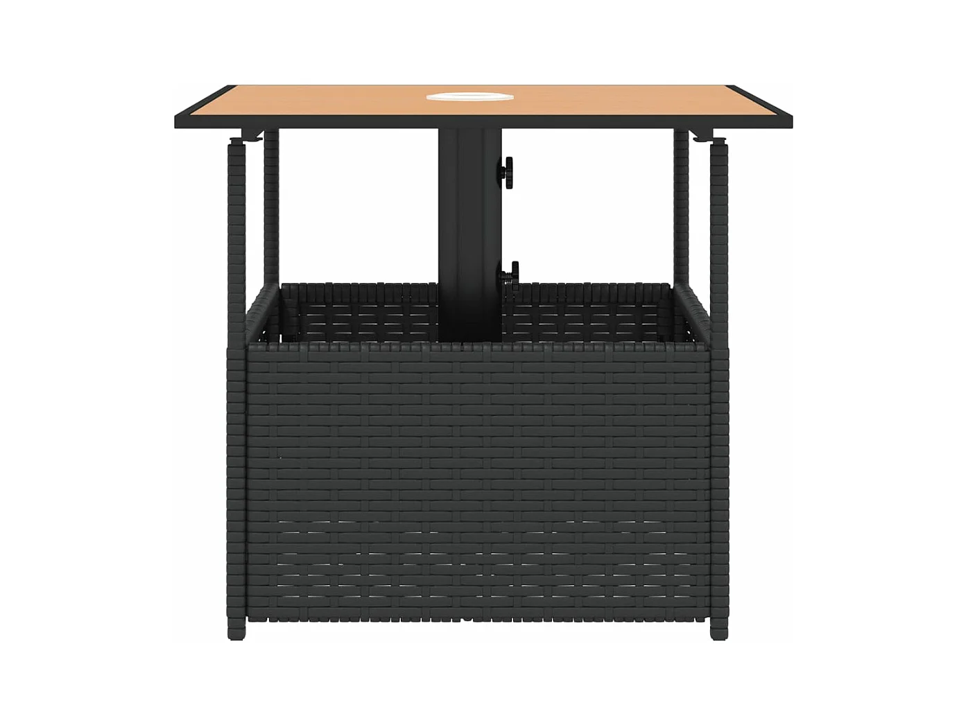 Table de jardin avec trou de parasol noir résine tressée