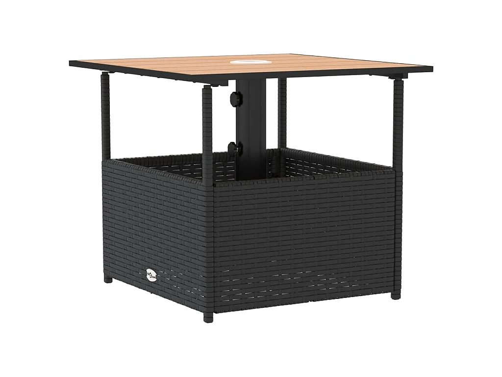 Gartentisch mit Schirmloch Schwarz 55x55x46,5 cm Poly Rattan