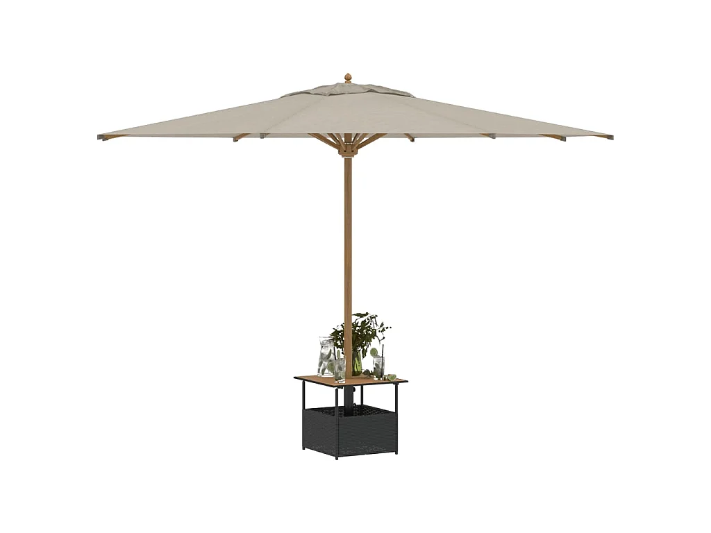 Gartentisch mit Schirmloch Schwarz 55x55x46,5 cm Poly Rattan