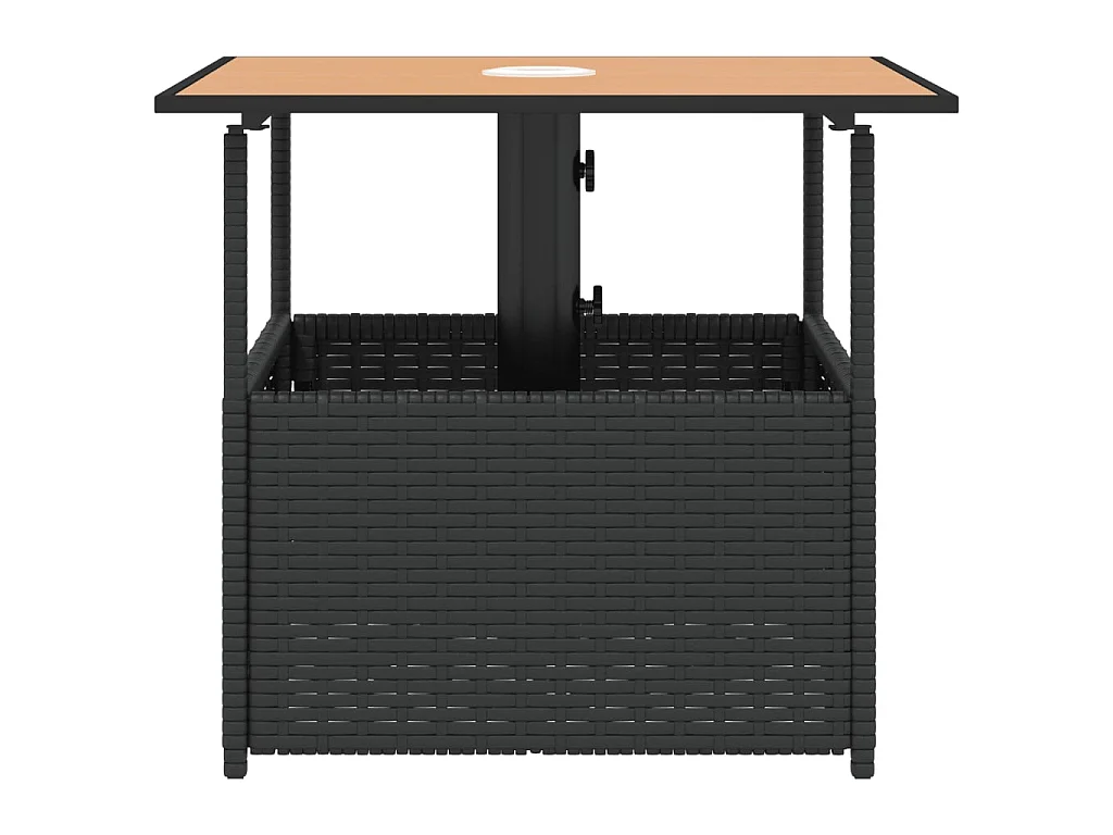 Gartentisch mit Schirmloch Schwarz 55x55x46,5 cm Poly Rattan
