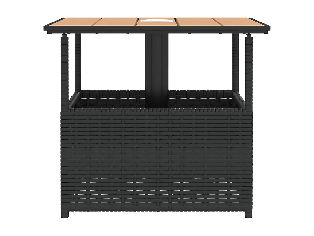 Gartentisch mit Schirmloch Schwarz 55x55x46,5 cm Poly Rattan