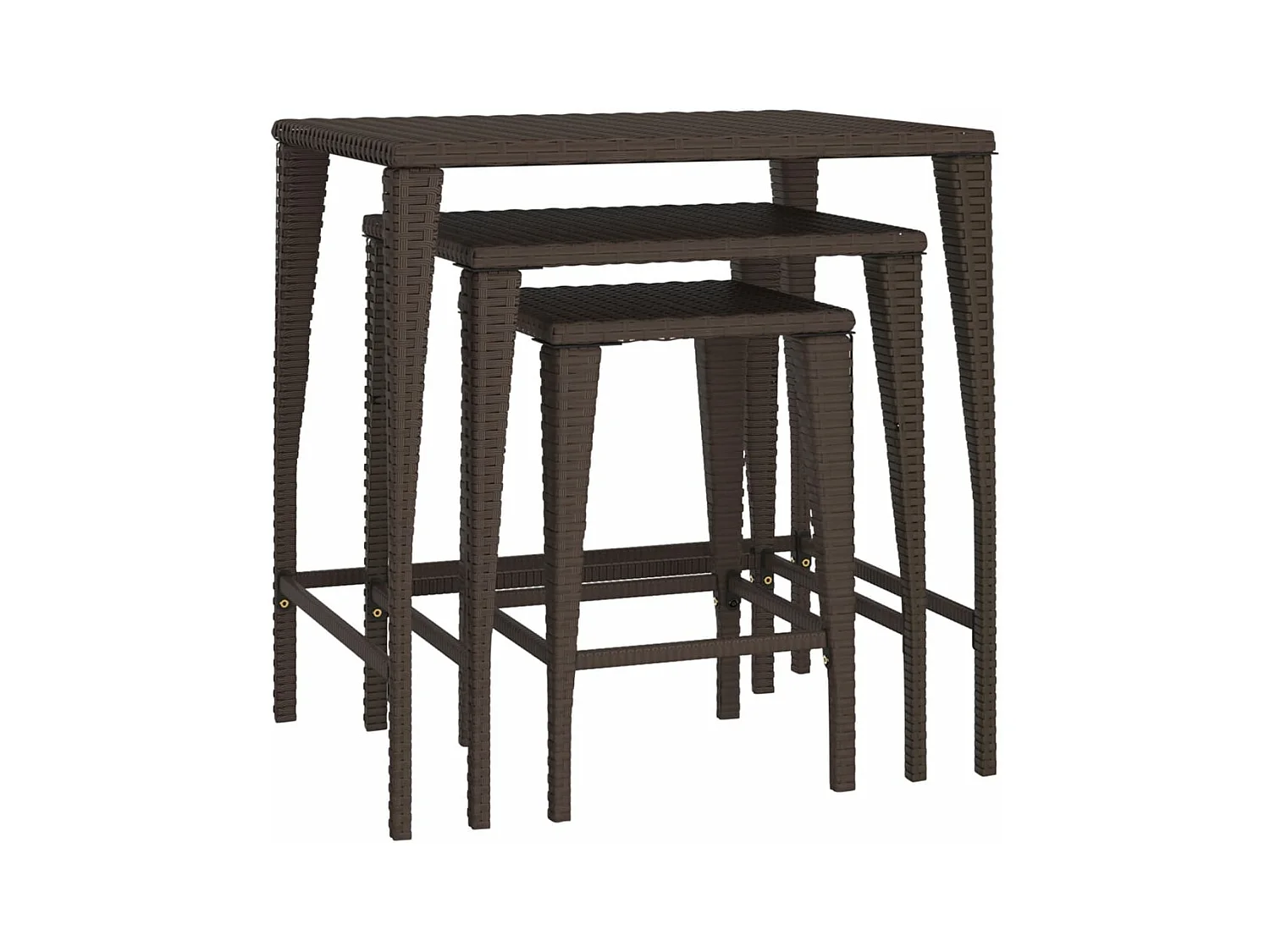 Tables gigognes de jardin 3 pcs marron résine tressée