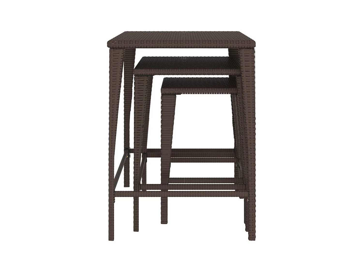 Tables gigognes de jardin 3 pcs marron résine tressée