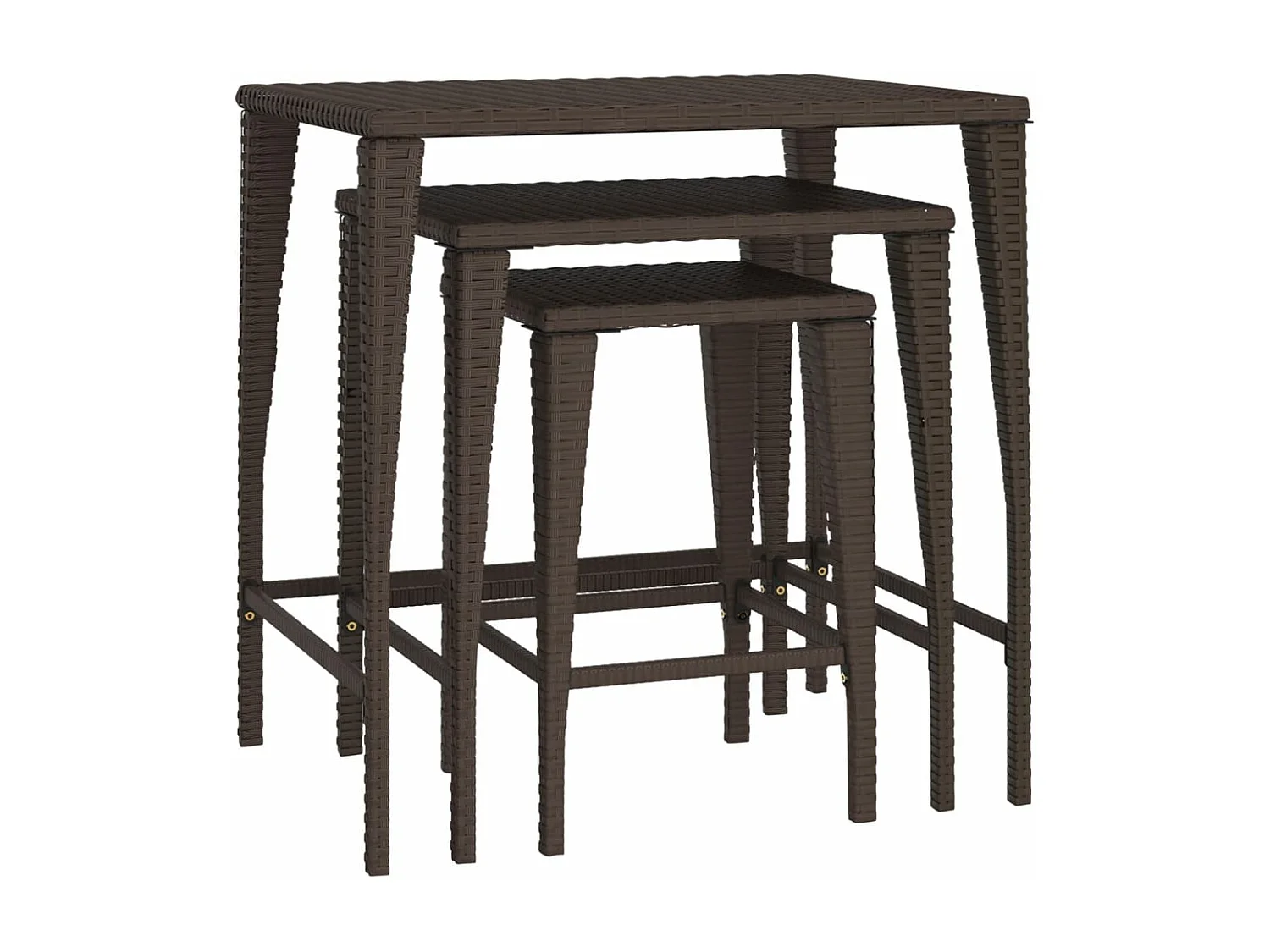 Tables gigognes de jardin 3 pcs marron résine tressée