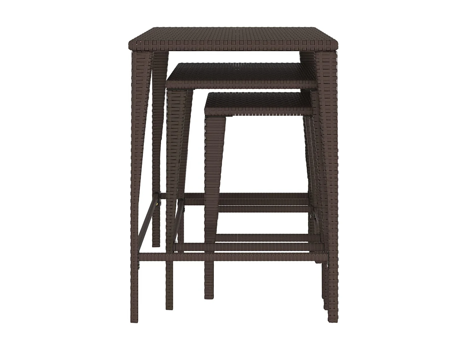 Tables gigognes de jardin 3 pcs marron résine tressée