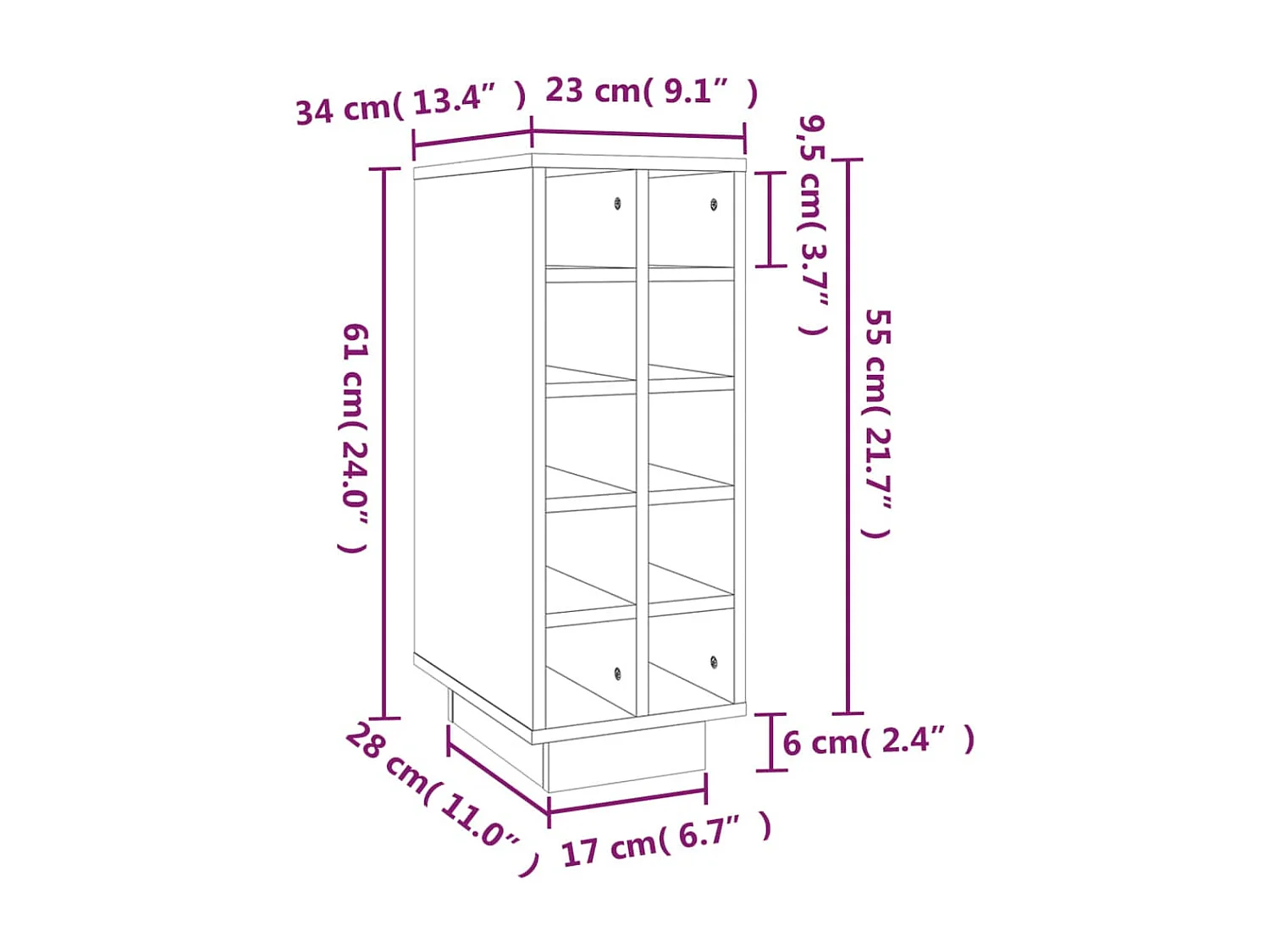Armoire à vin 23x34x61 cm Bois de pin massif