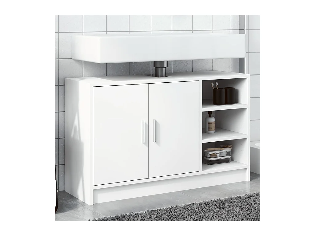 Wastafelkast 90x29x55 cm bewerkt hout wit