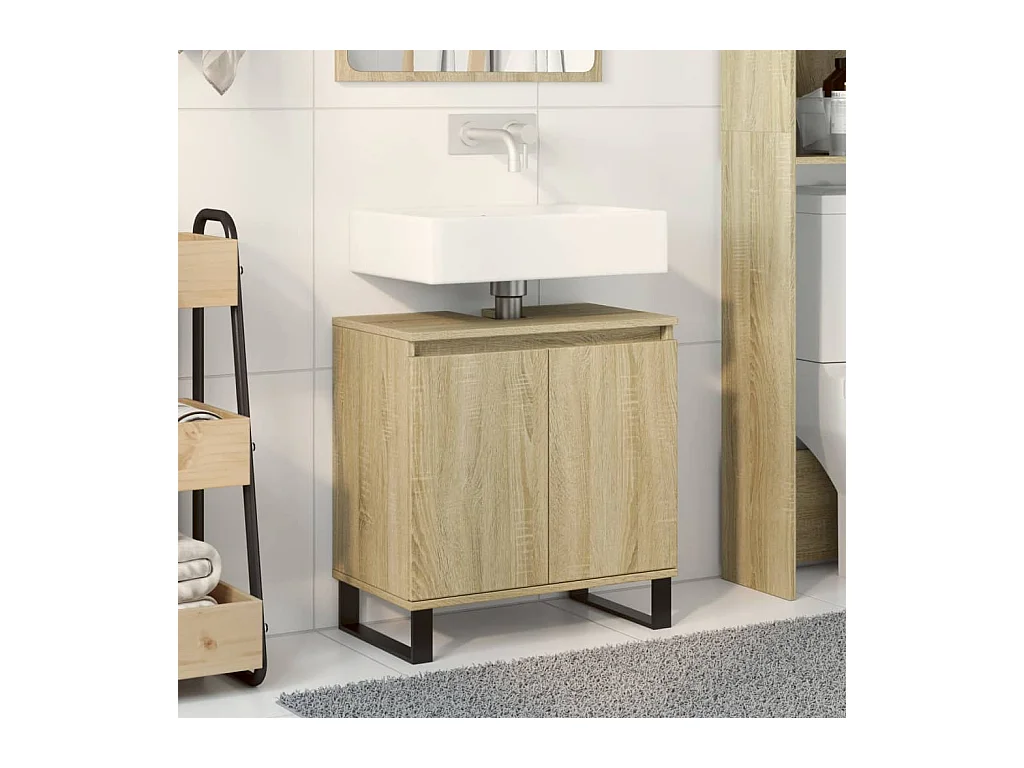 Armoire de bain chêne sonoma 58x33x60 cm bois d'ingénierie