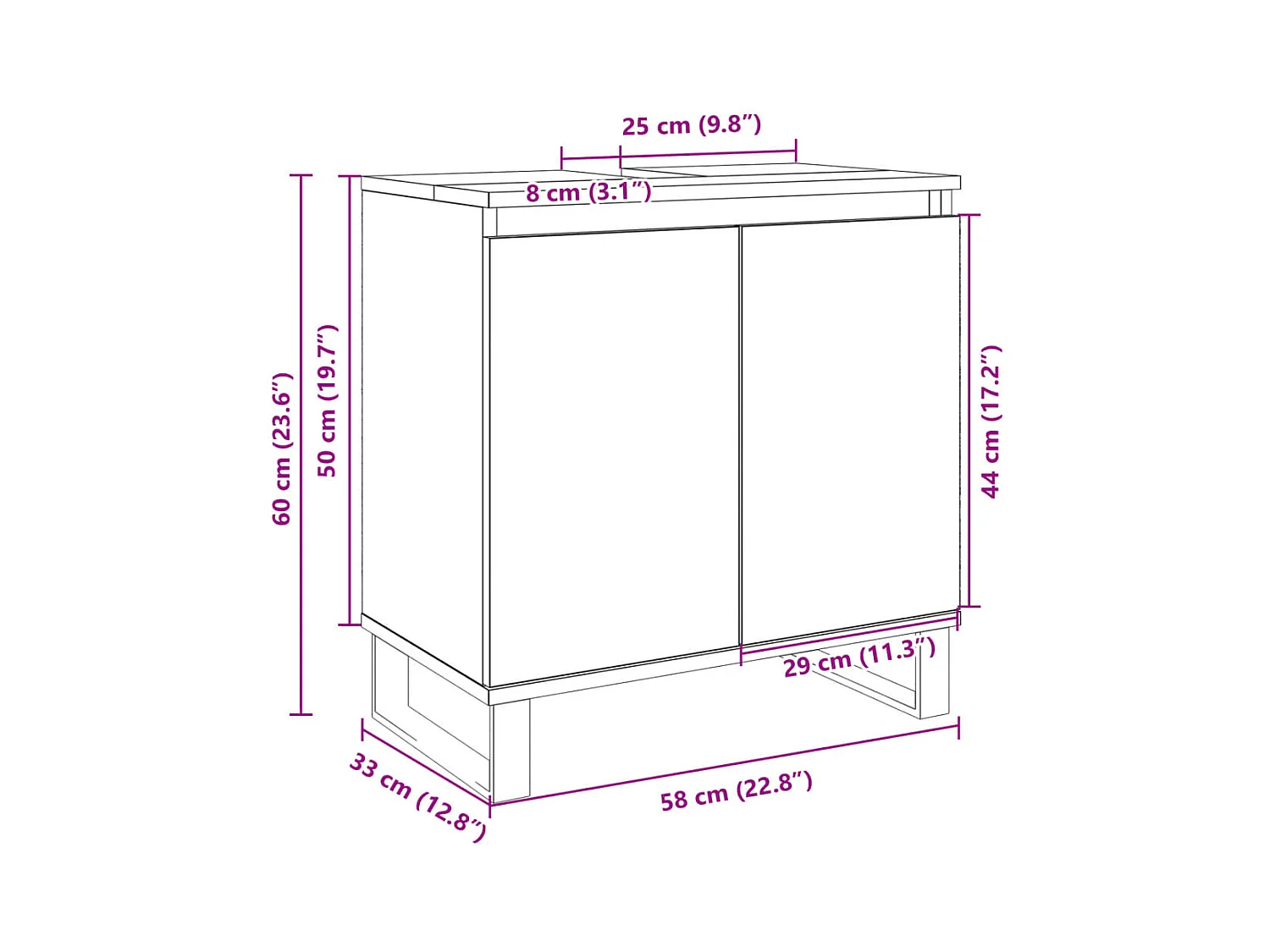 Armoire de bain chêne sonoma 58x33x60 cm bois d'ingénierie