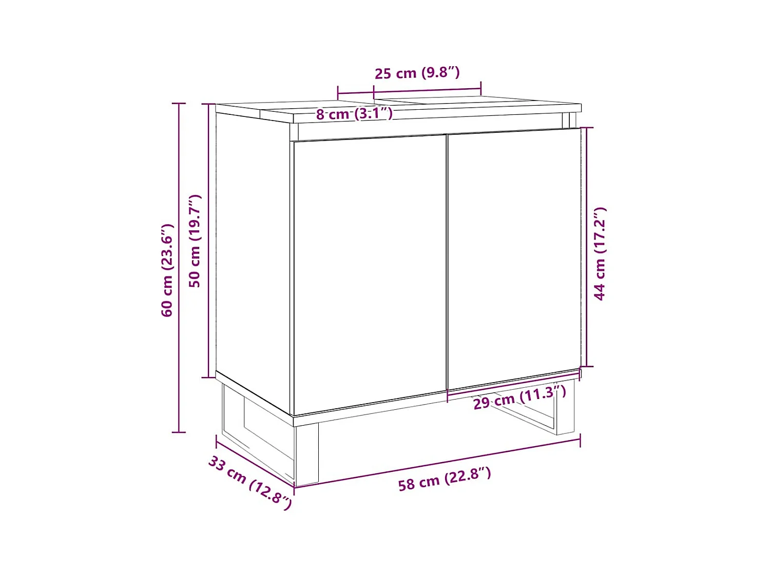 Armoire de bain chêne sonoma 58x33x60 cm bois d'ingénierie