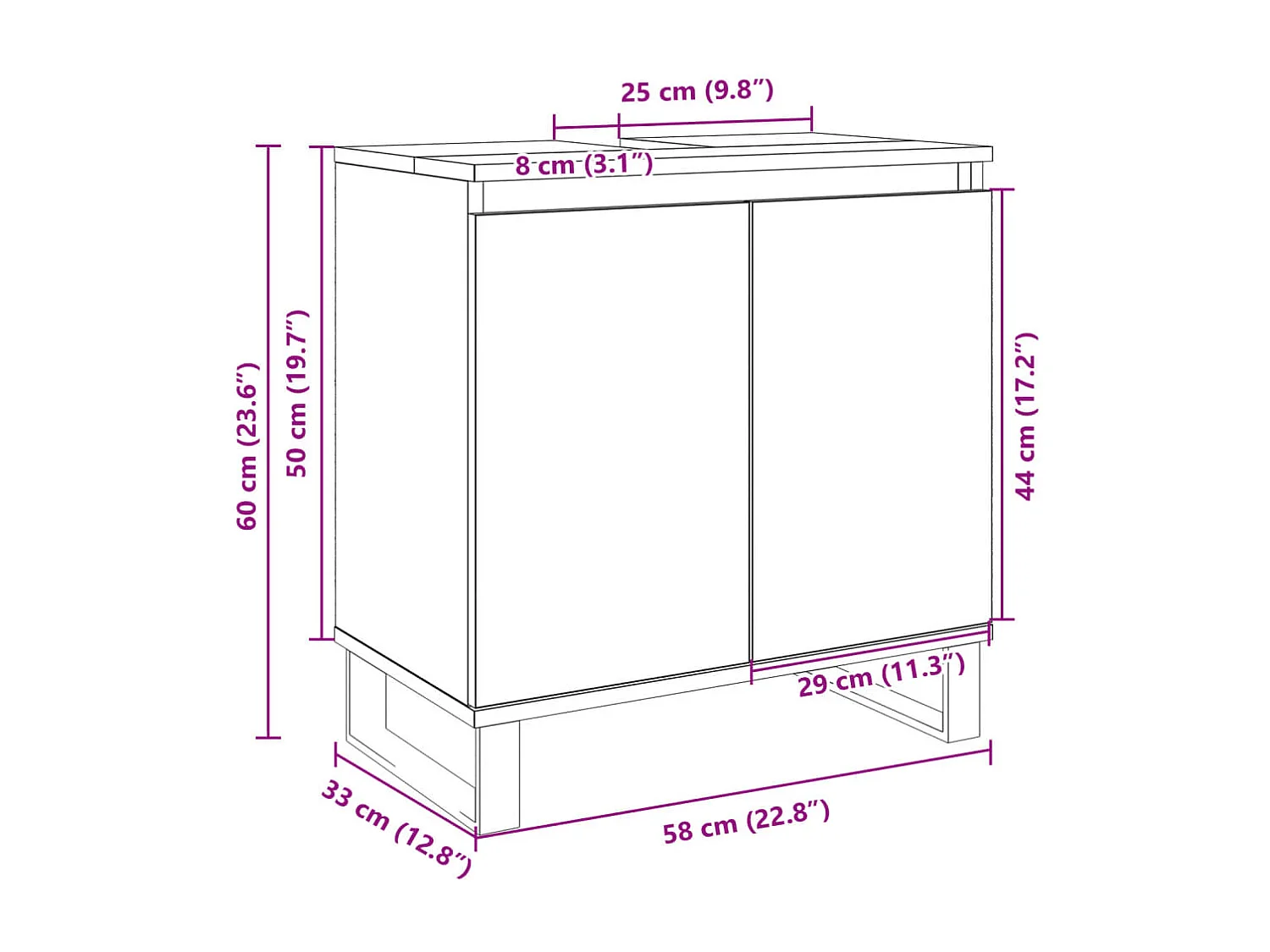 Armoire de bain chêne sonoma 58x33x60 cm bois d'ingénierie