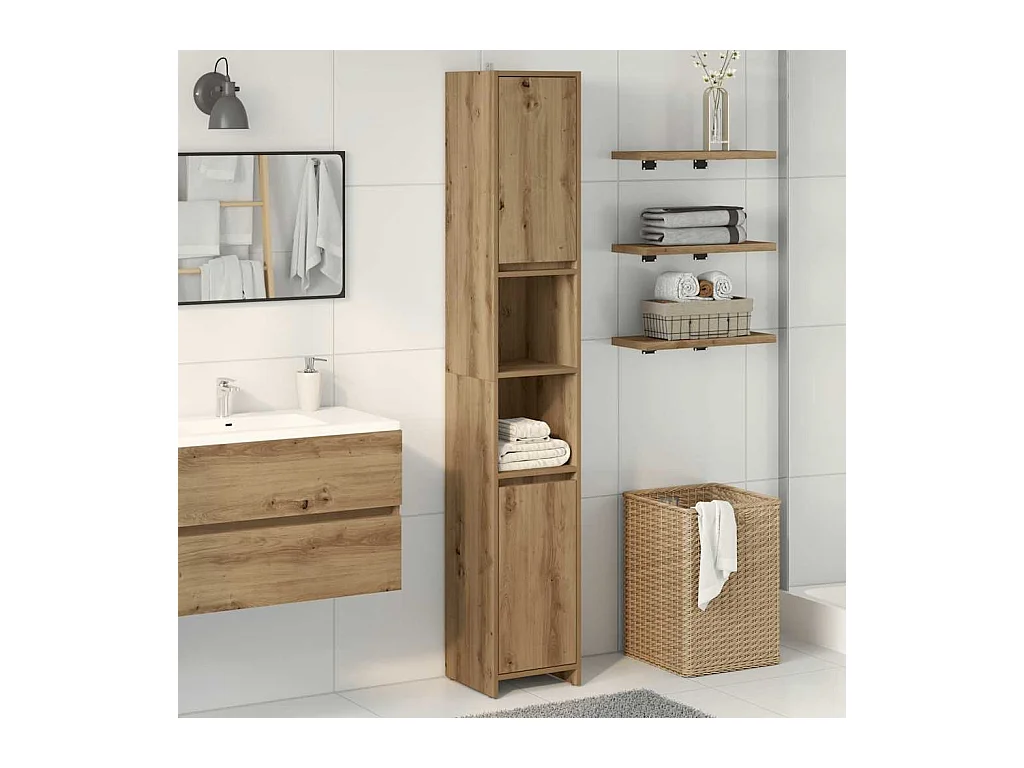 Armoire de salle de bain chêne artisanal 30x30x183,5 cm