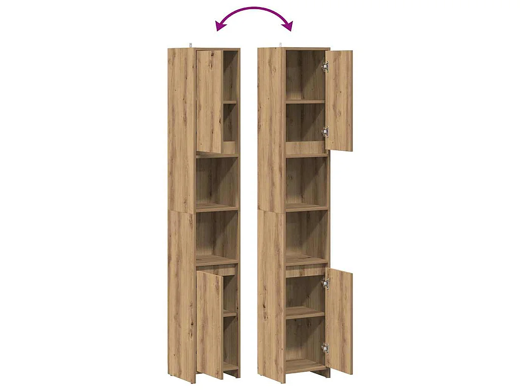 Armoire de salle de bain chêne artisanal 30x30x183,5 cm