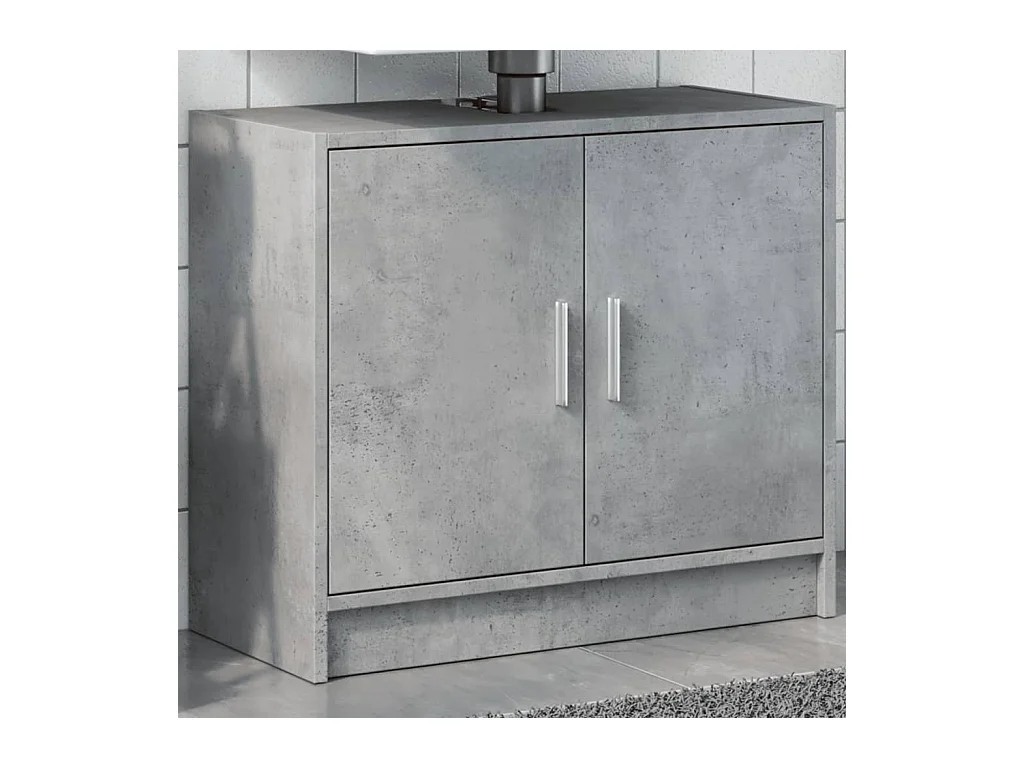 Armario de lavabo madera ingeniería gris hormigón 63x29x55 cm