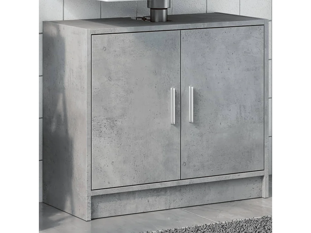 Armario de lavabo madera ingeniería gris hormigón 63x29x55 cm