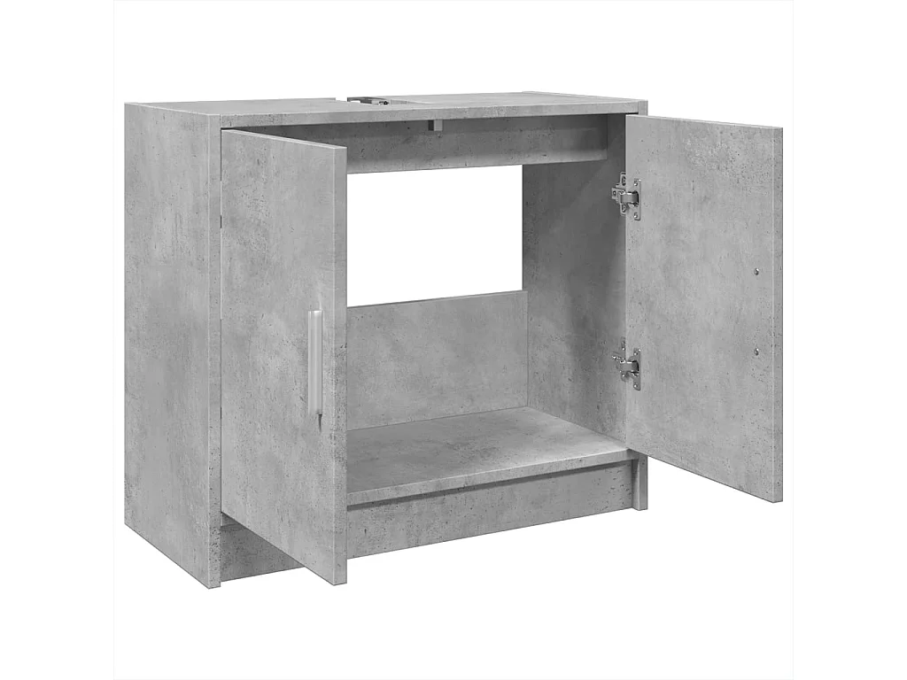 Armario de lavabo madera ingeniería gris hormigón 63x29x55 cm
