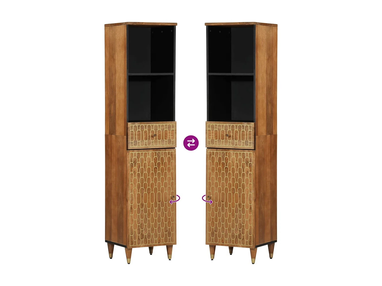 Armoire de salle de bain 38x33x160 cm bois massif de manguier