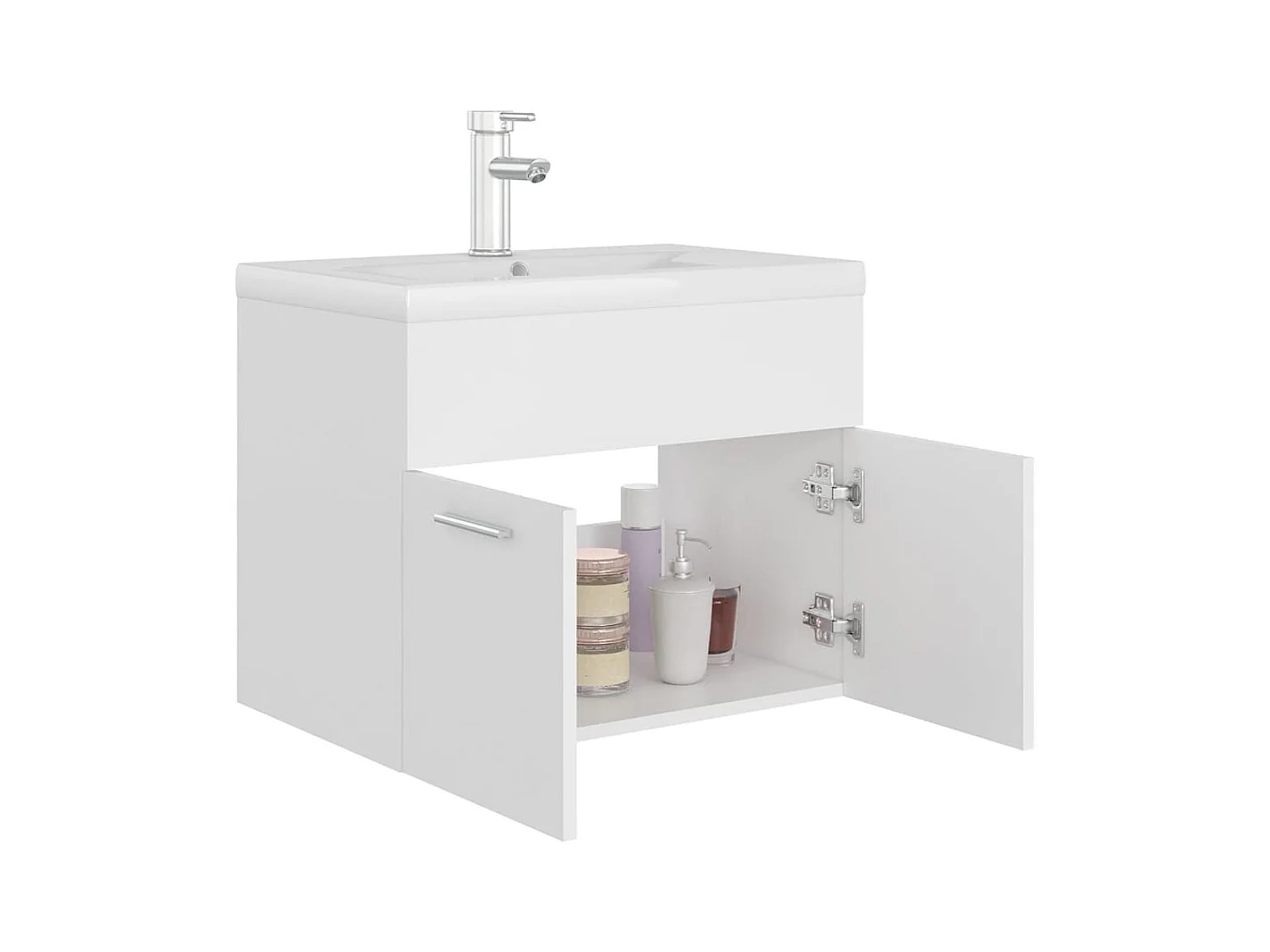 Armoire d'évier avec lavabo intégré Blanc Aggloméré