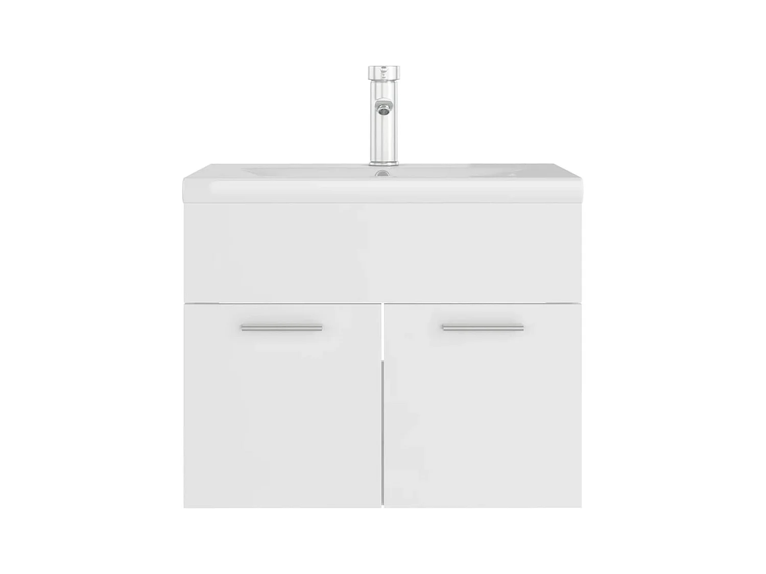 Armoire d'évier avec lavabo intégré Blanc Aggloméré