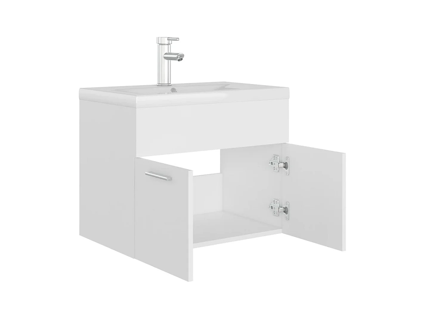 Armoire d'évier avec lavabo intégré Blanc Aggloméré