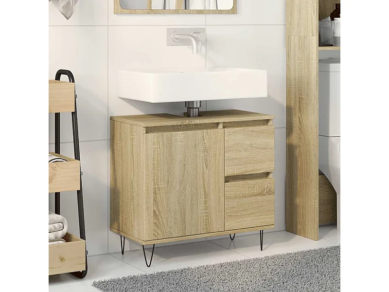 Armadietto da Bagno Rovere Sonoma 65x33x60 cm Legno Multistrato