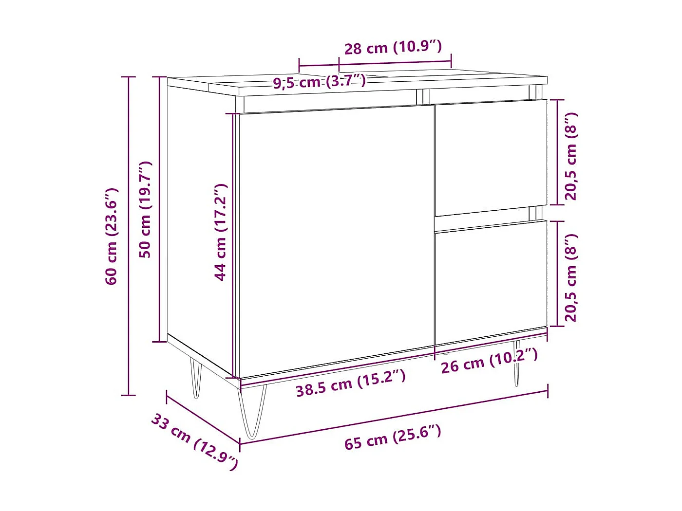 Armario de baño madera contrachapada roble Sonoma 65x33x60 cm
