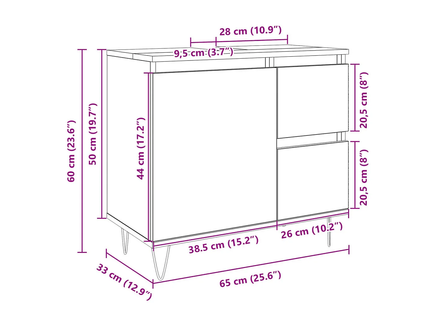Armario de baño madera contrachapada roble Sonoma 65x33x60 cm