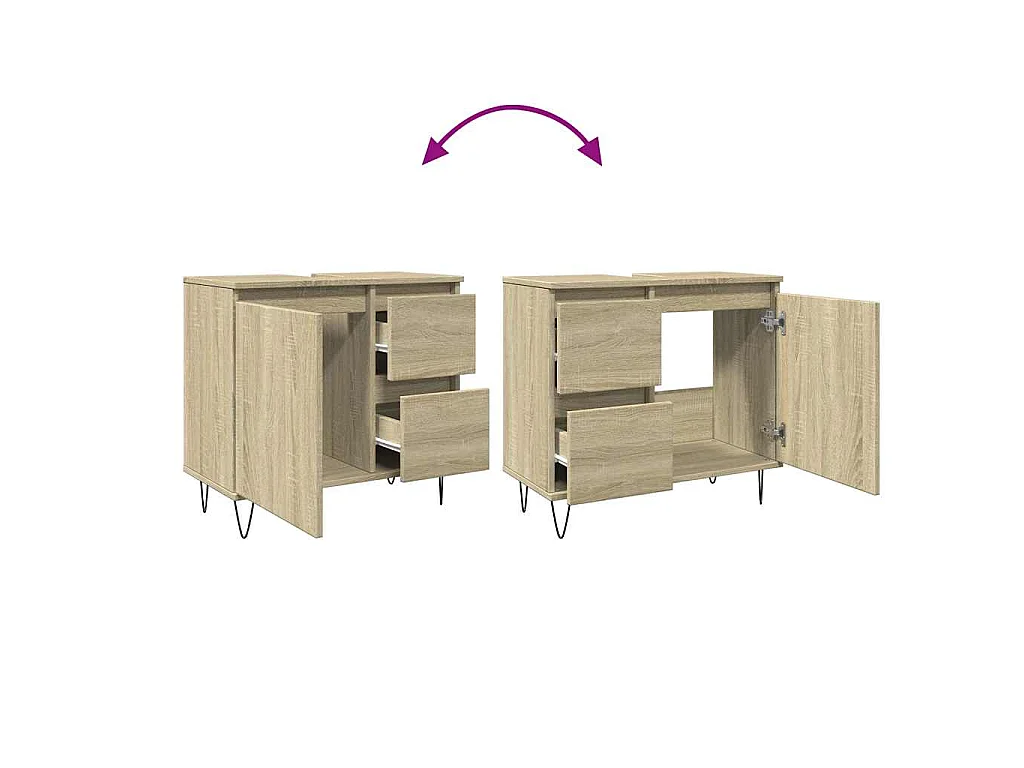 Armadietto da Bagno Rovere Sonoma 65x33x60 cm Legno Multistrato