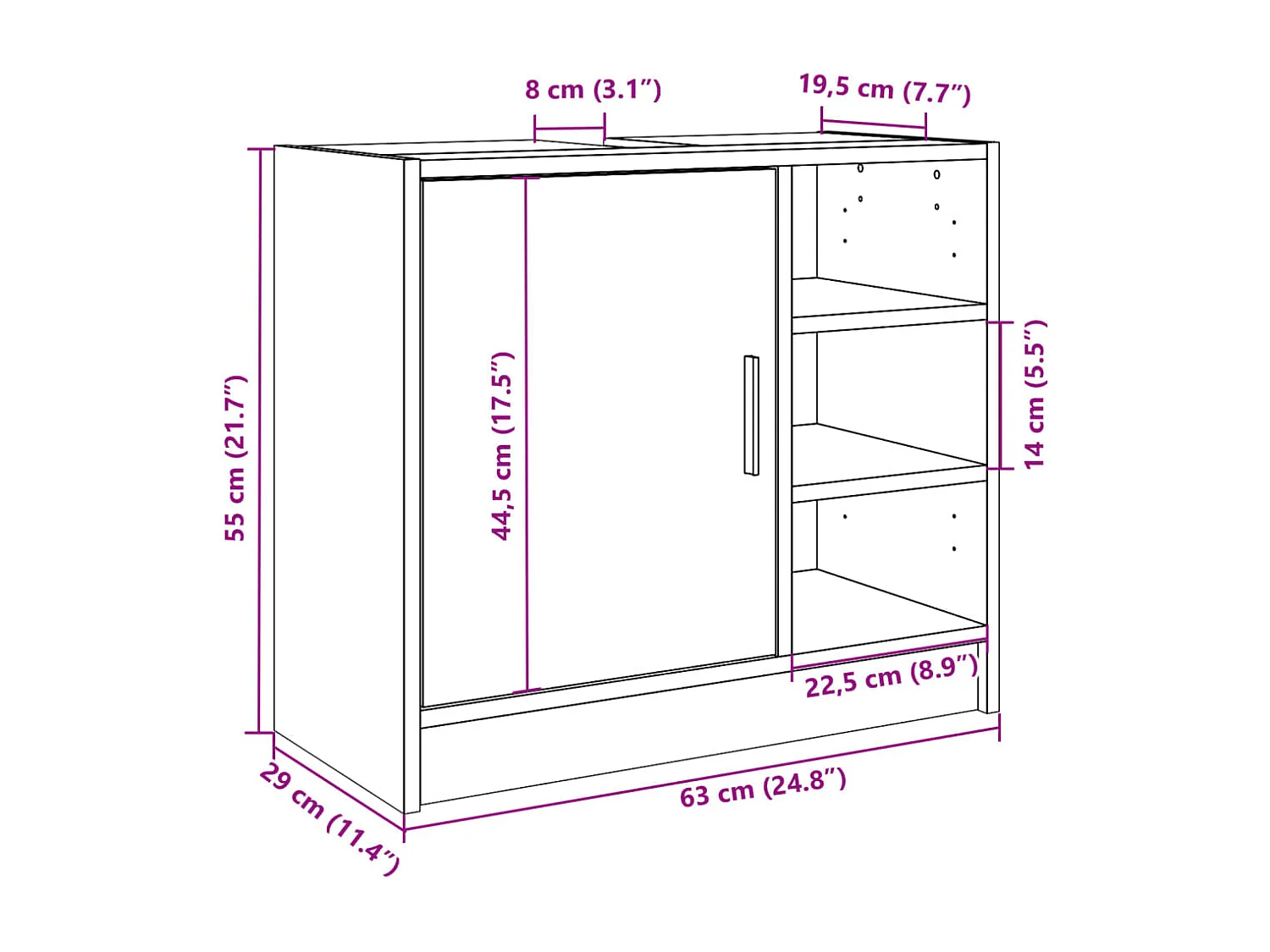 Armoire d'évier chêne marron 63x29x55 cm bois d'ingénierie