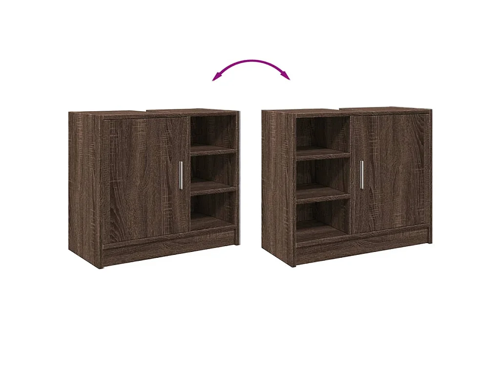 Armoire d'évier chêne marron 63x29x55 cm bois d'ingénierie