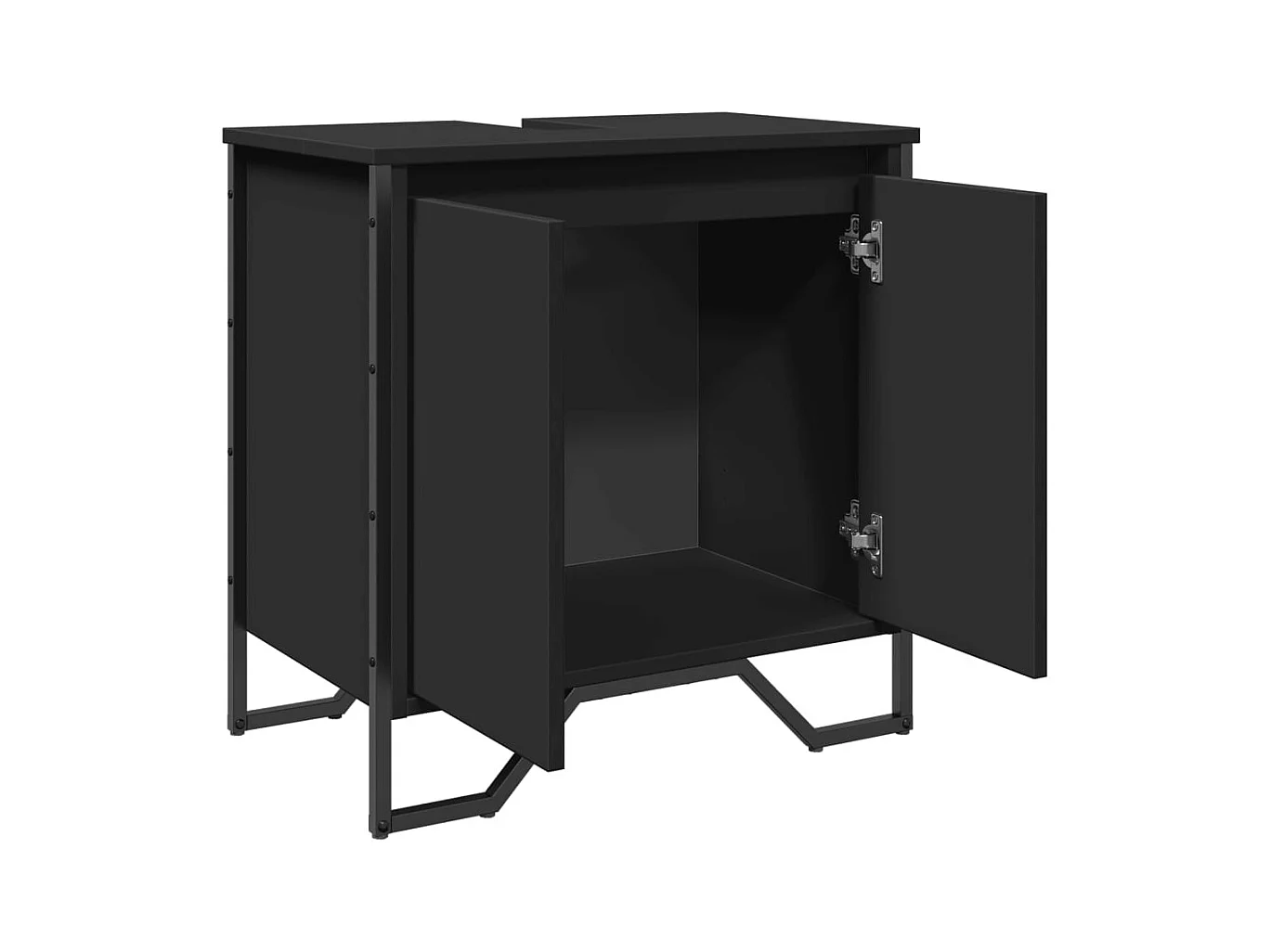 Armoire lavabo de salle de bain noir 60x35x60 cm