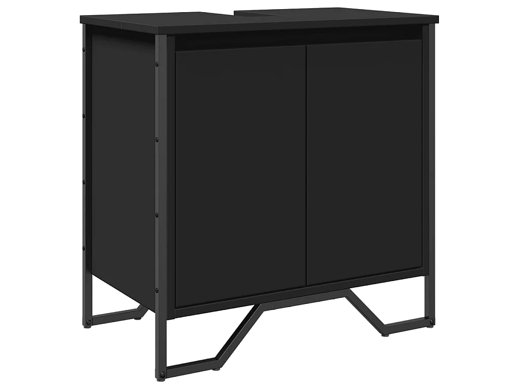 Armoire lavabo de salle de bain noir 60x35x60 cm