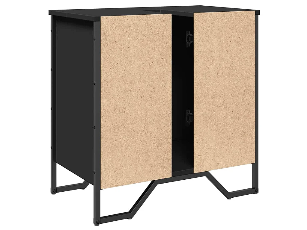 Armoire lavabo de salle de bain noir 60x35x60 cm
