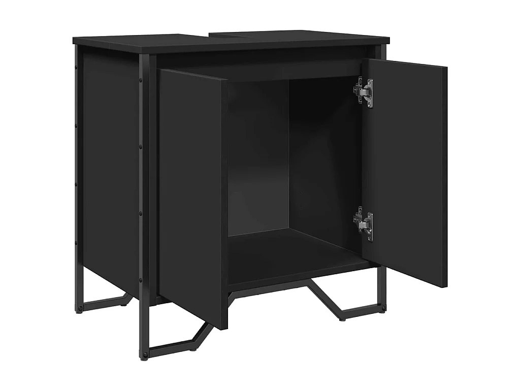 Armoire lavabo de salle de bain noir 60x35x60 cm