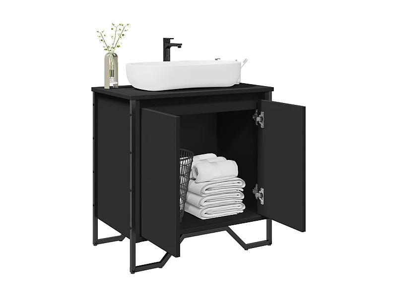 Armoire lavabo de salle de bain noir 60x35x60 cm