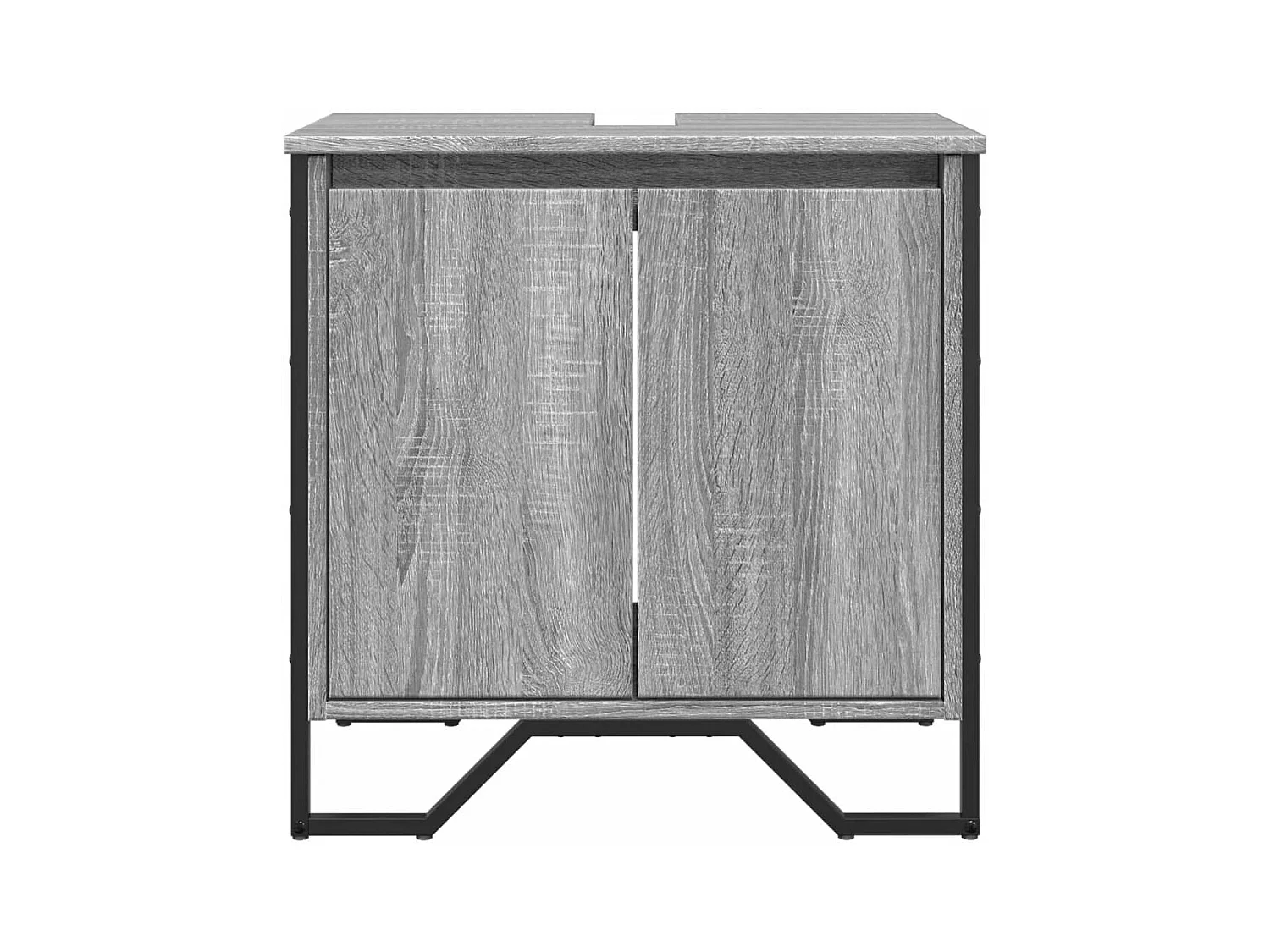 Armario lavabo baño madera ingeniería gris Sonoma 60x35x60 cm