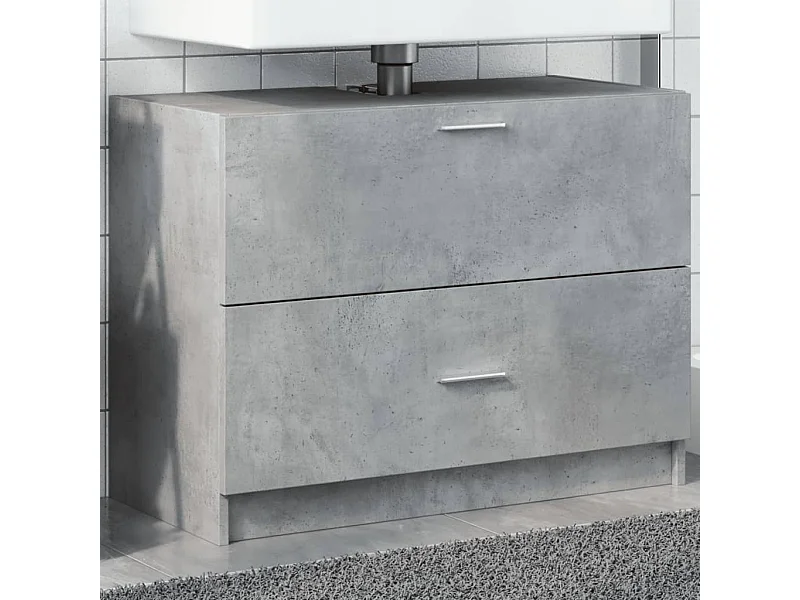 Armario de lavabo madera ingeniería gris hormigón 78x37x59 cm