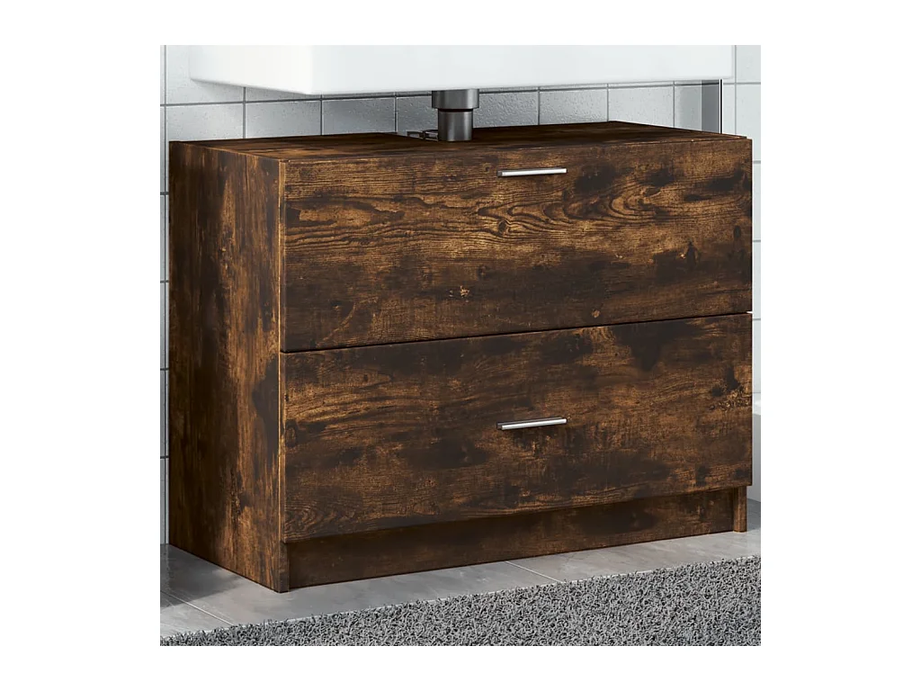 Meuble d'évier chêne fumé 78x37x59 cm bois d'ingénierie