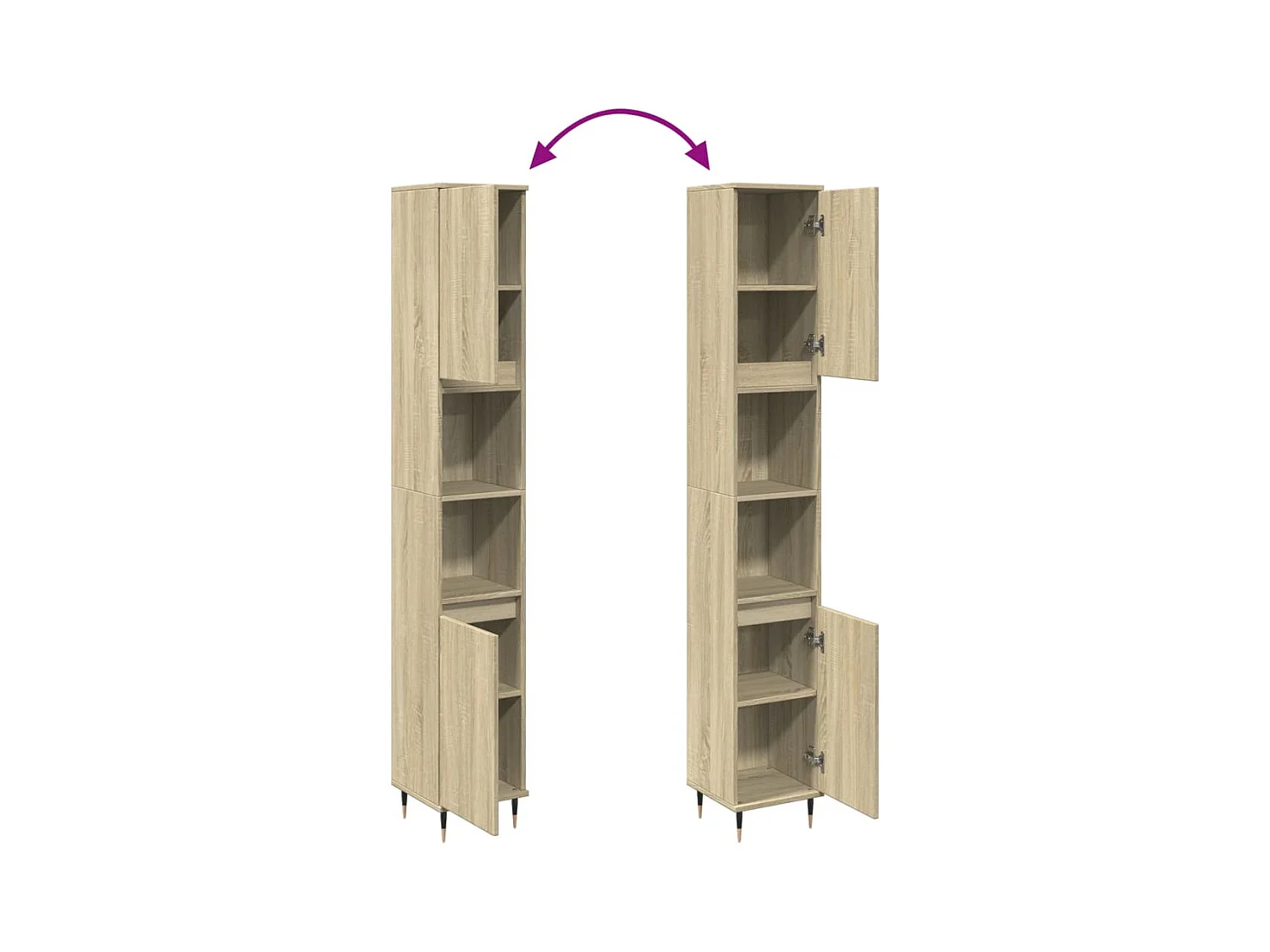 Armoire salle de bain chêne sonoma 30x30x190 cm