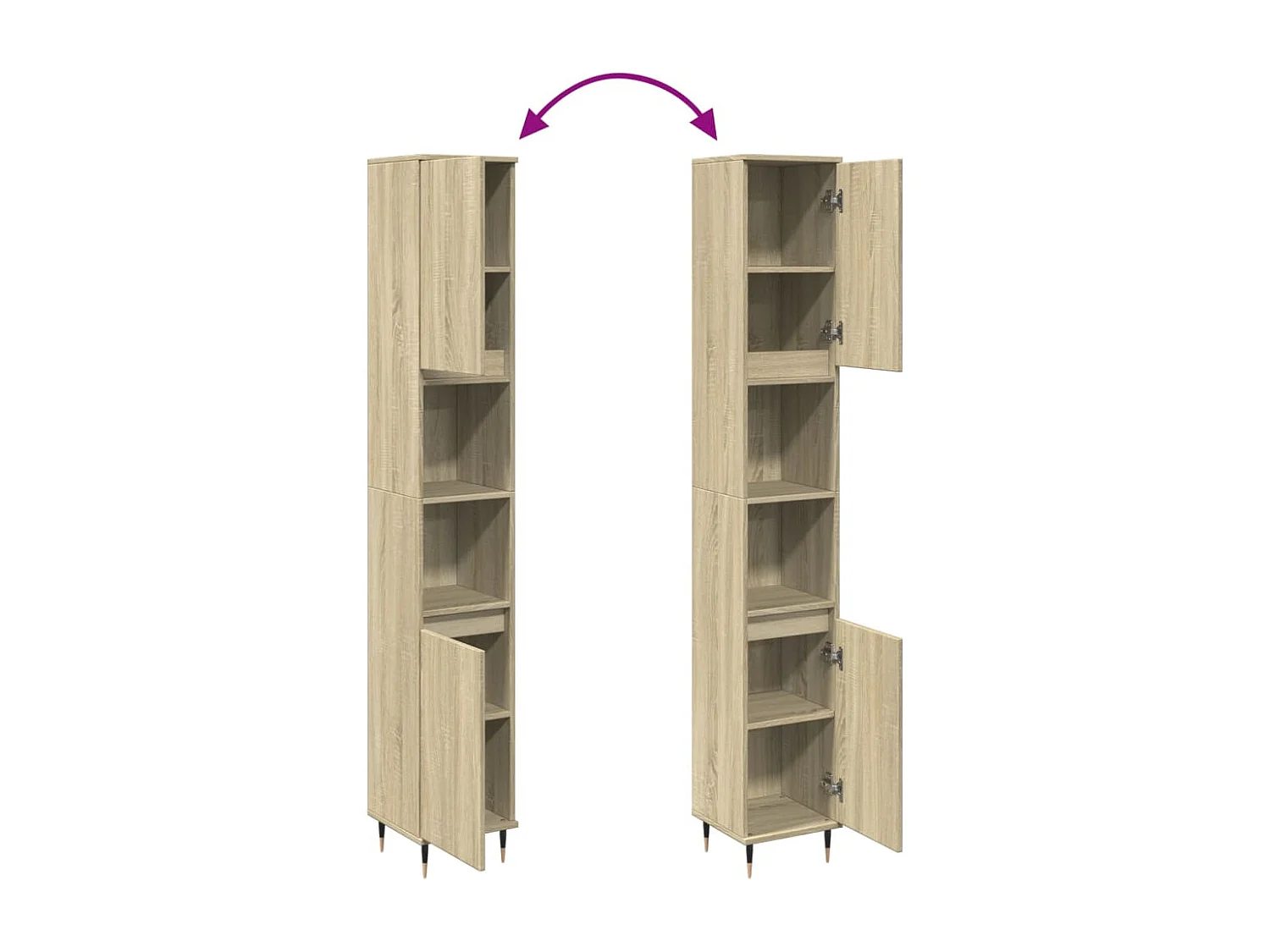 Armario de baño madera contrachapada roble Sonoma 30x30x190 cm