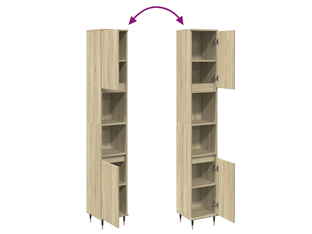 Armoire salle de bain chêne sonoma 30x30x190 cm