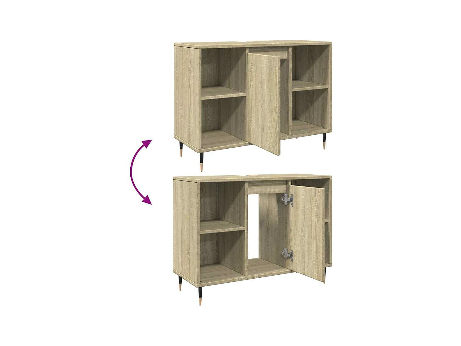 Armoire salle de bain chêne sonoma 80x33x60cm bois d'ingénierie