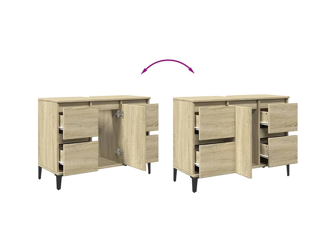 Meuble d'évier chêne sonoma 80x33x60 cm bois d'ingénierie