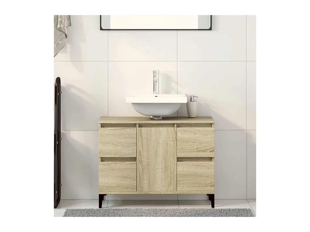 Meuble d'évier chêne sonoma 80x33x60 cm bois d'ingénierie