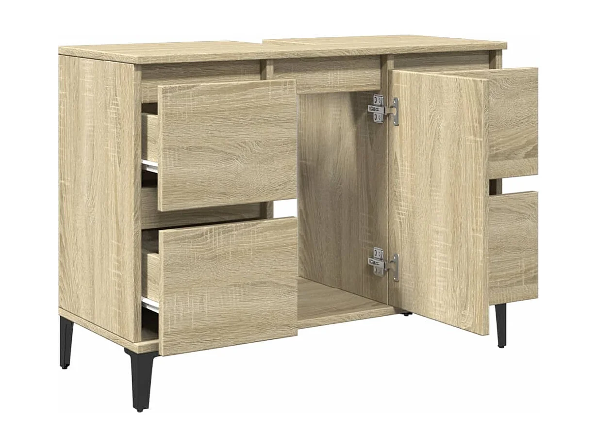 Armario de lavabo madera contrachapada roble Sonoma 80x33x60 cm